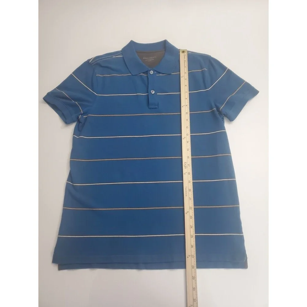 Banana Republic Men's Short Sleeve Fitted Polo Striped Shirt, Medium